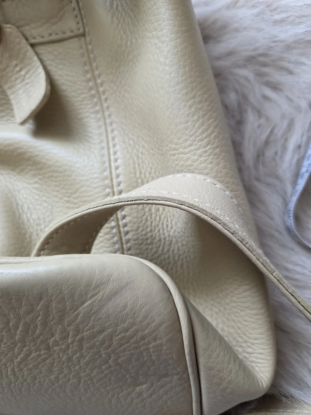 Vintage Coah  Cream Leather Backpack - Women